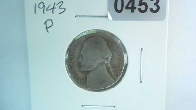 1943-P US 5 Cent Jefferson War Nickel 35% Silver