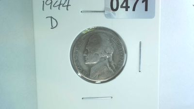 1944-D US 5 Cent Jefferson War Nickel 35% Silver