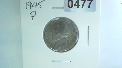 1945-P US 5 Cent Jefferson War Nickel 35% Silver