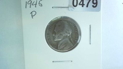 1945-P US 5 Cent Jefferson War Nickel 35% Silver