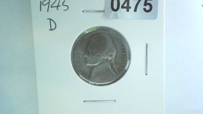 1945-D US 5 Cent Jefferson War Nickel 35% Silver