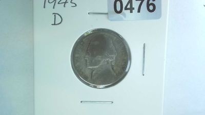 1945-D US 5 Cent Jefferson War Nickel 35% Silver