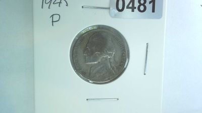 1945-P US 5 Cent Jefferson War Nickel 35% Silver