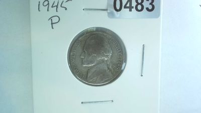 1945-P US 5 Cent Jefferson War Nickel 35% Silver