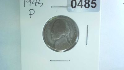 1945-P US 5 Cent Jefferson War Nickel 35% Silver