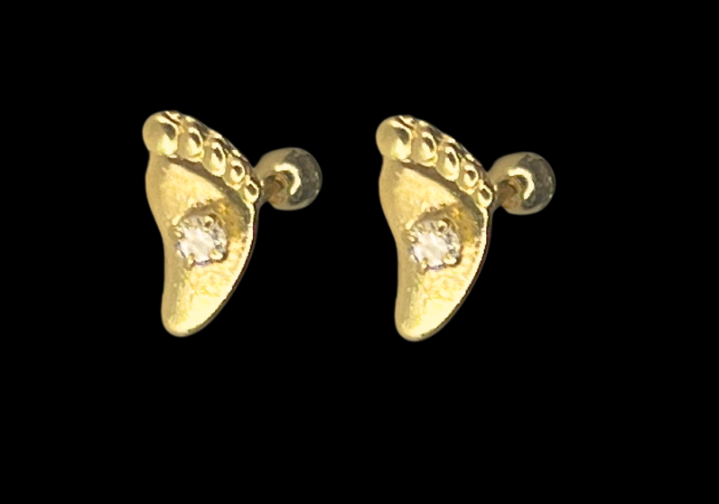 10k Gold Baby Feet Earrings