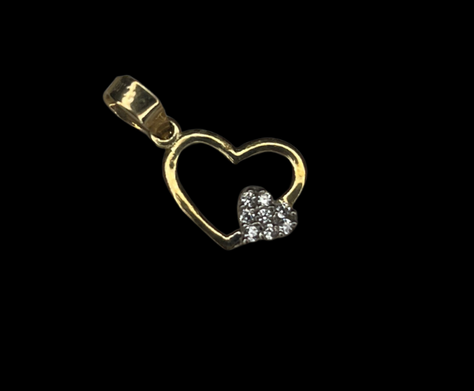 10k Gold Double Heart Pendant