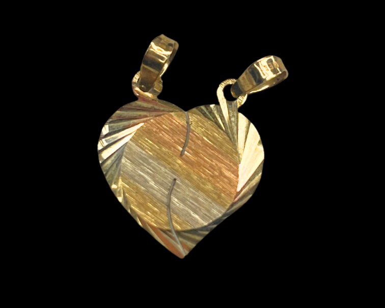 10k Gold Split Heart Pendant