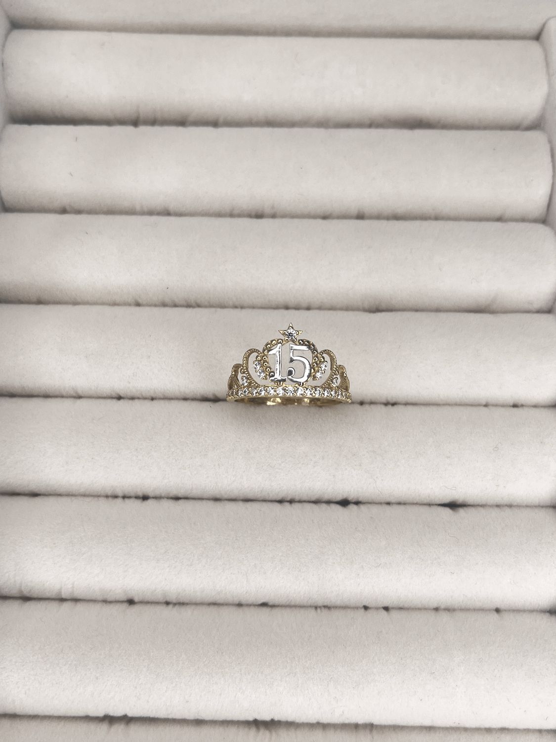 10k Gold Quinceañera Crown Ring