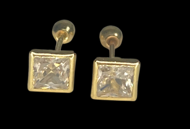 10k Gold Square Earrings