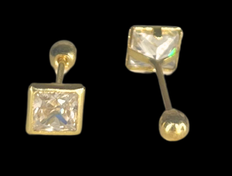 10k Gold Square Earrings