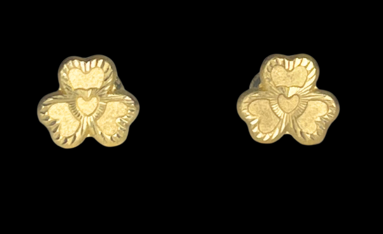 10k Gold Heart Flower Earrings