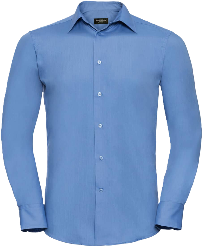 Men`s Long Sleeve Polycotton Tailored Poplin Shirt