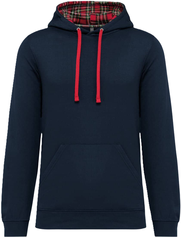 Unisex-Kapuzensweatshirt mit kontrastfarbener Kapuze und Motiven