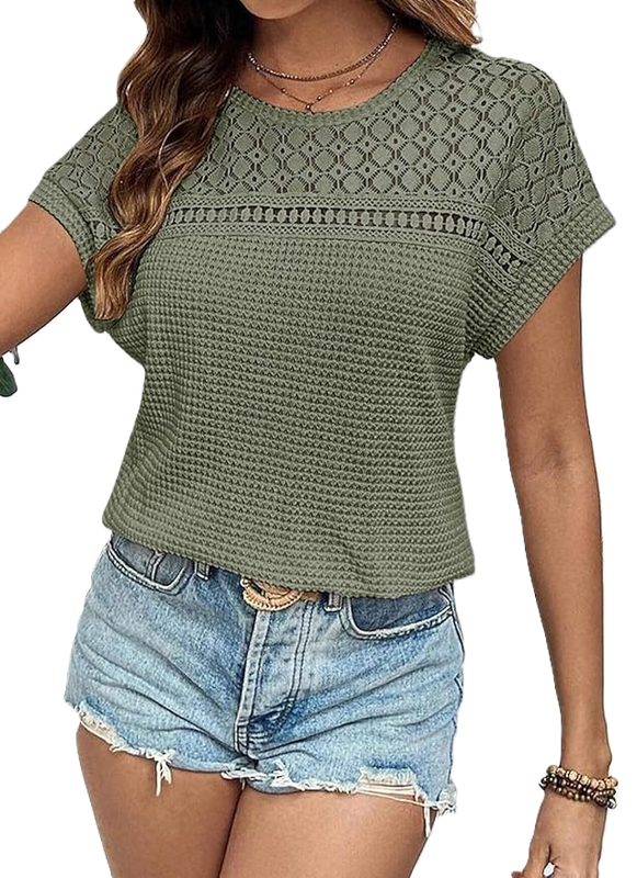 Häkel Rund-hals T-Shirt