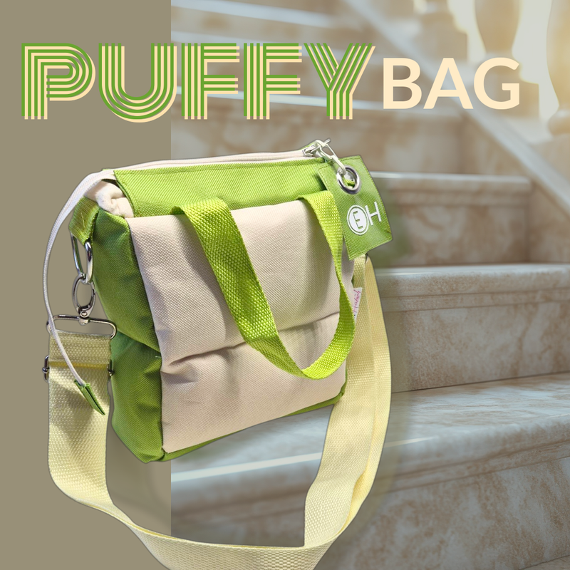 PUFFY BAG Creme/Kiwi Grün