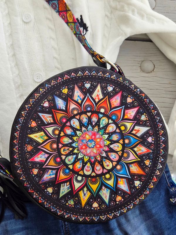 Okrągła torba listonoszka Mandala