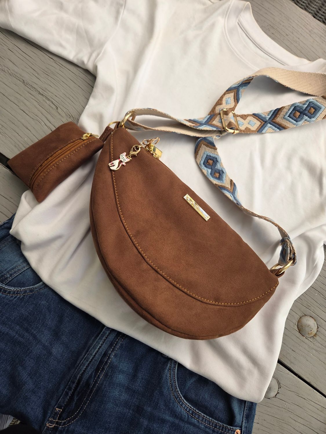 Moonbag  boho bag  nerka brąz