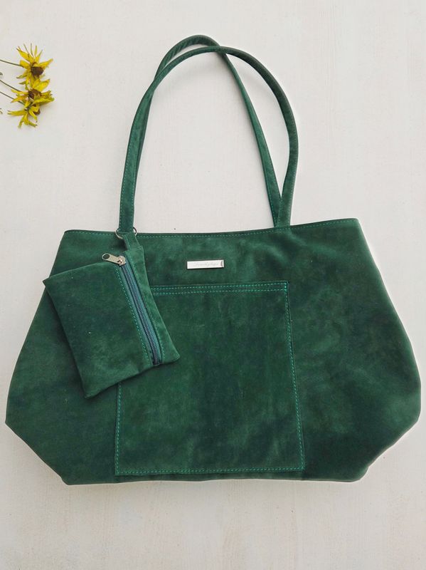 Duża torba zamszowa zieleń