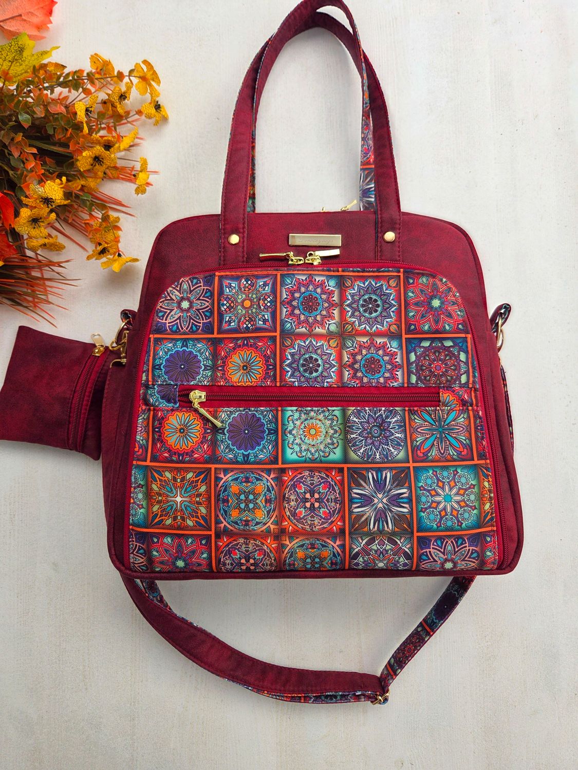 Kuferek duży bordo kafelki