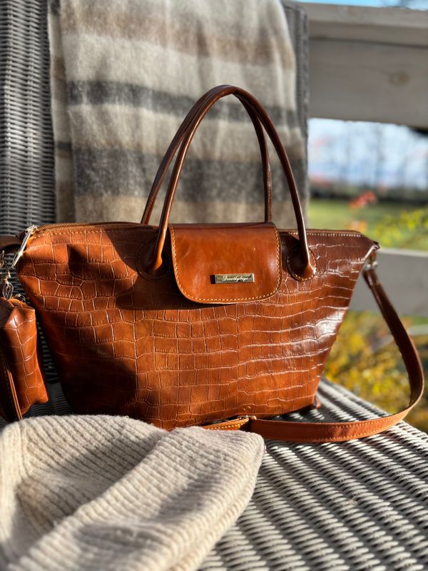 Torba na ramię Krokodyl karmel