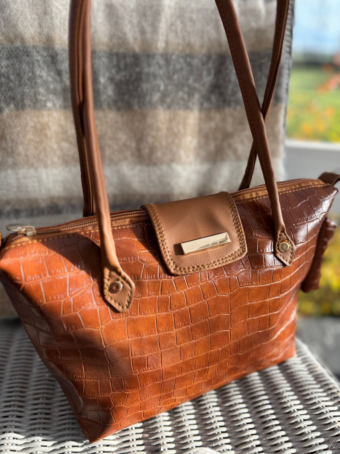 Torba na ramię Krokodyl karmel mała