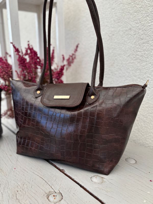 Torba na ramię Krokodyl brąz ciemny mała