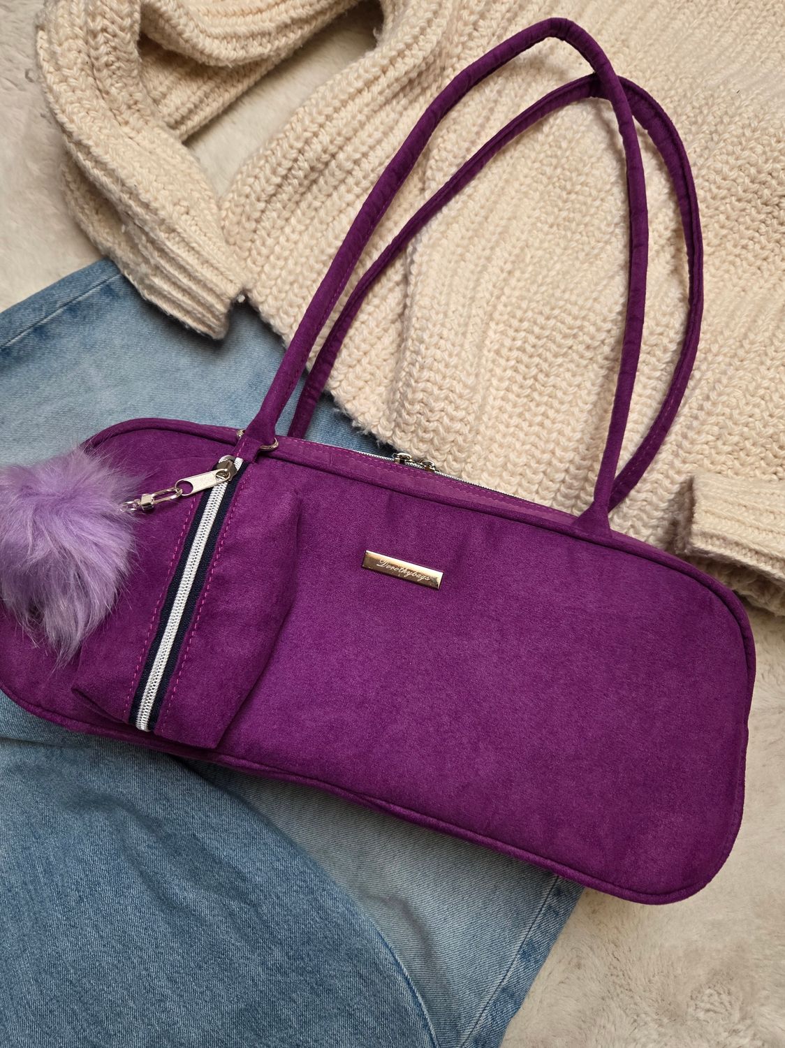 Fioletowa torebka jamnik