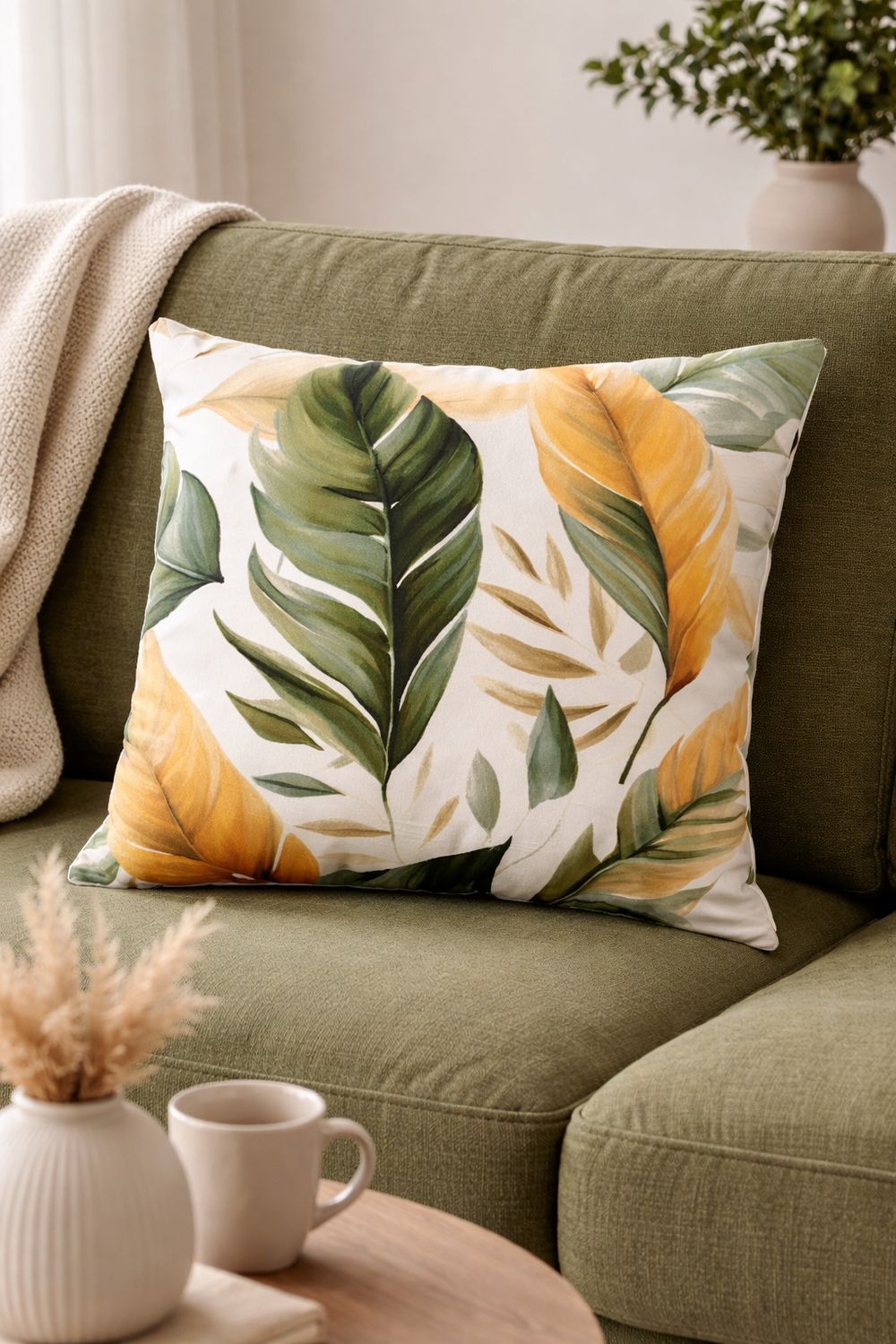 Poduszka welurowa liście