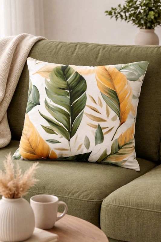 Poduszka welurowa liście