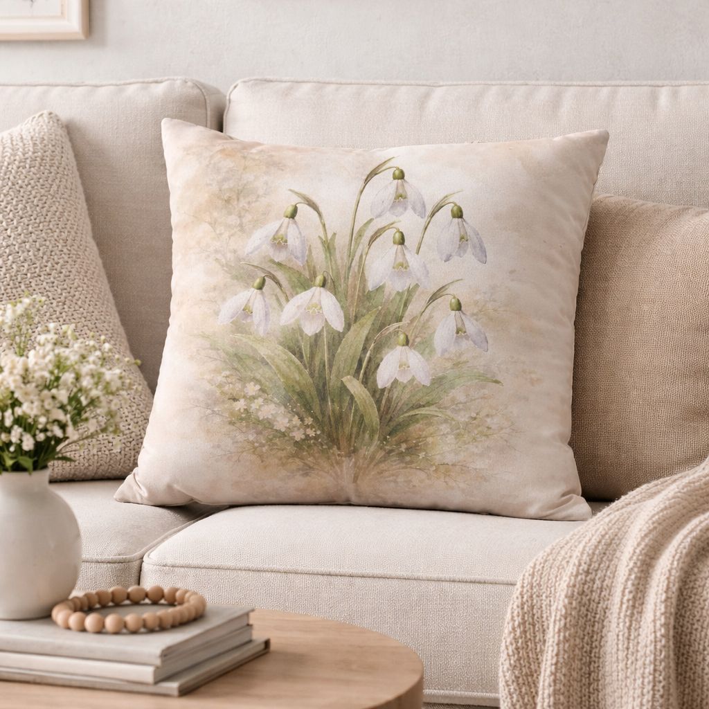 Poduszka welurowa - Przebiśnieg