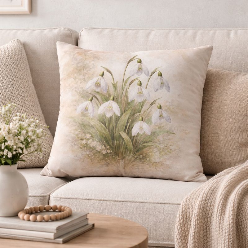 Poduszka welurowa - Przebiśnieg