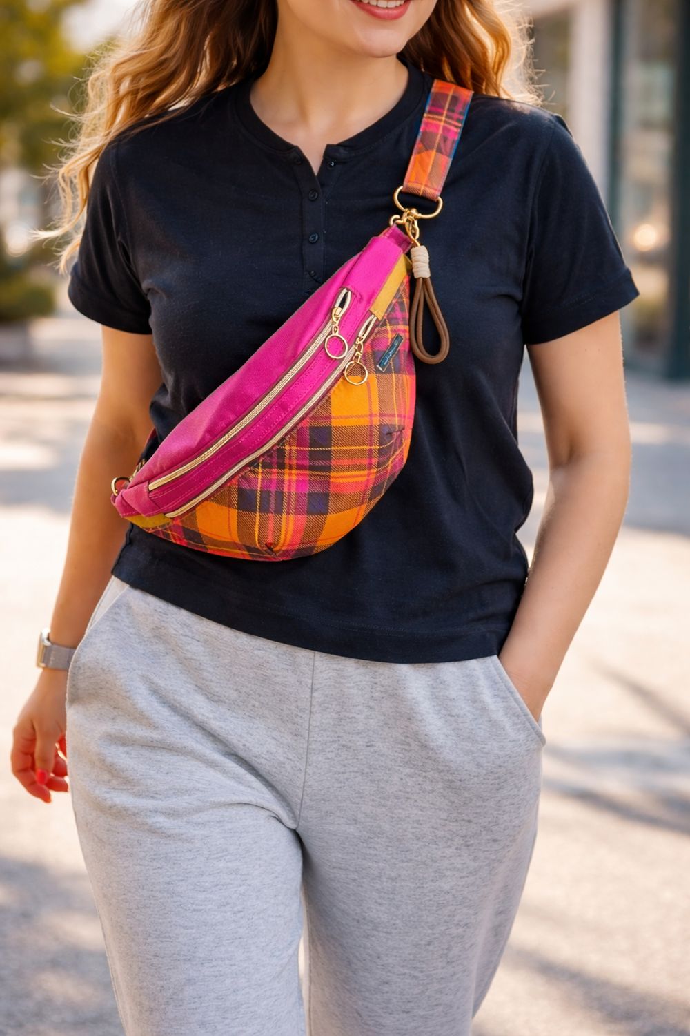 Nerka torba Pink grid