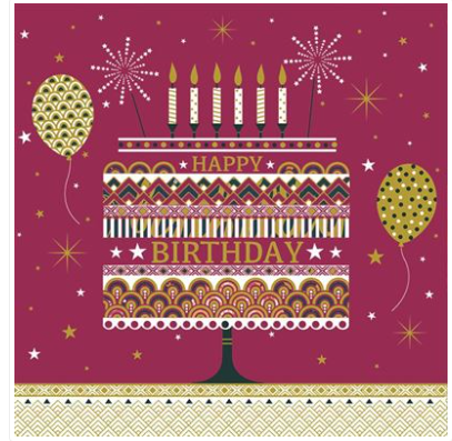 Carte d&#39;anniversaire gâteau avec des bougies