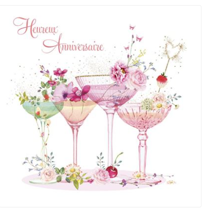 Carte d&#39;anniversaire coupe fleurie