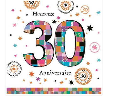 Carte d'anniversaire 30 ans