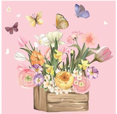 Carte d&#39;anniversaire jardinière de fleurs