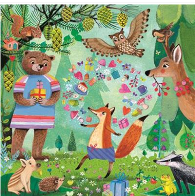 Carte d&#39;anniversaire enfant renard et ses amis