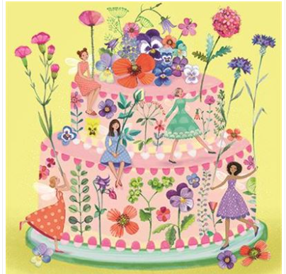 Carte d&#39;anniversaire gâteau fleuri