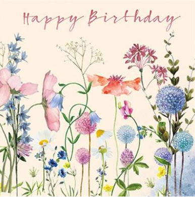 Carte d&#39;anniversaire champs de fleurs
