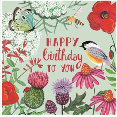 Carte d&#39;anniversaire happy birthday floral