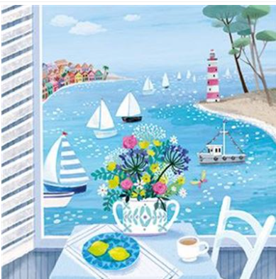 Carte d&#39;anniversaire terrasse bord de mer