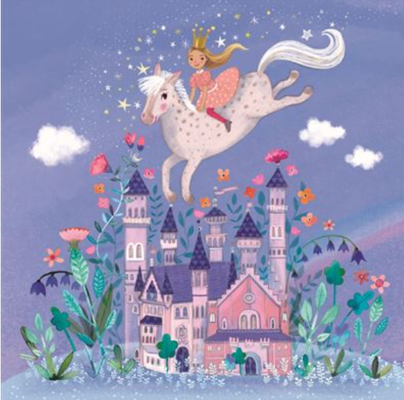 Carte d&#39;anniversaire enfant princesse sur son poney