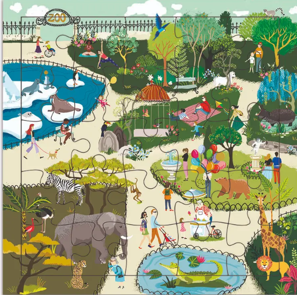 Carte puzzle joyeux anniversaire zoo