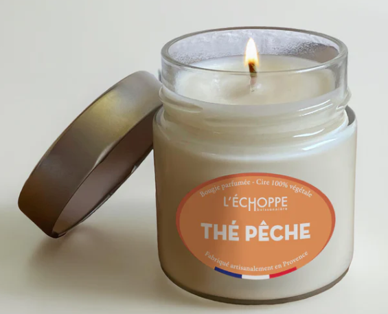 Bougie parfumée thé pêche, 180 gr