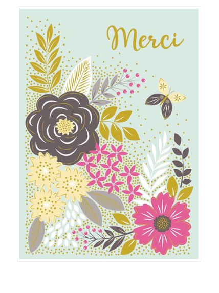Carte merci avec des fleurs