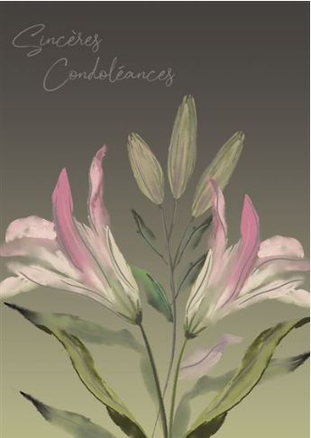 Carte sincères condoléances lys