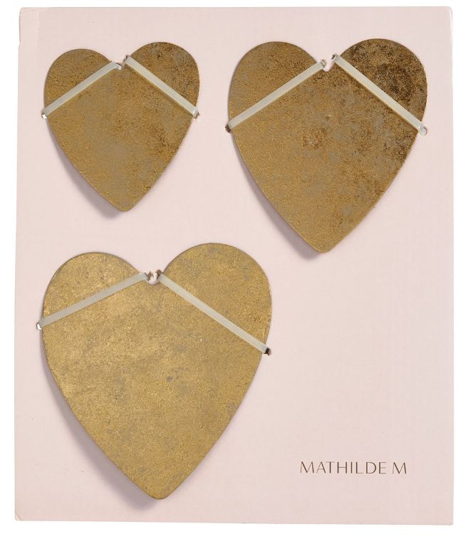 Set de 3 Cœurs en métal finition laiton