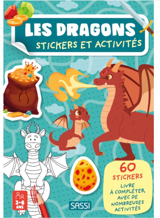 Livre d'activités et de stickers, les dragons