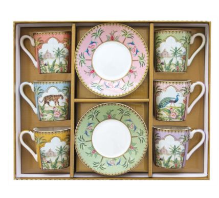 Ensemble de 6 tasses à cafés avec soucoupes paradis sauvage
